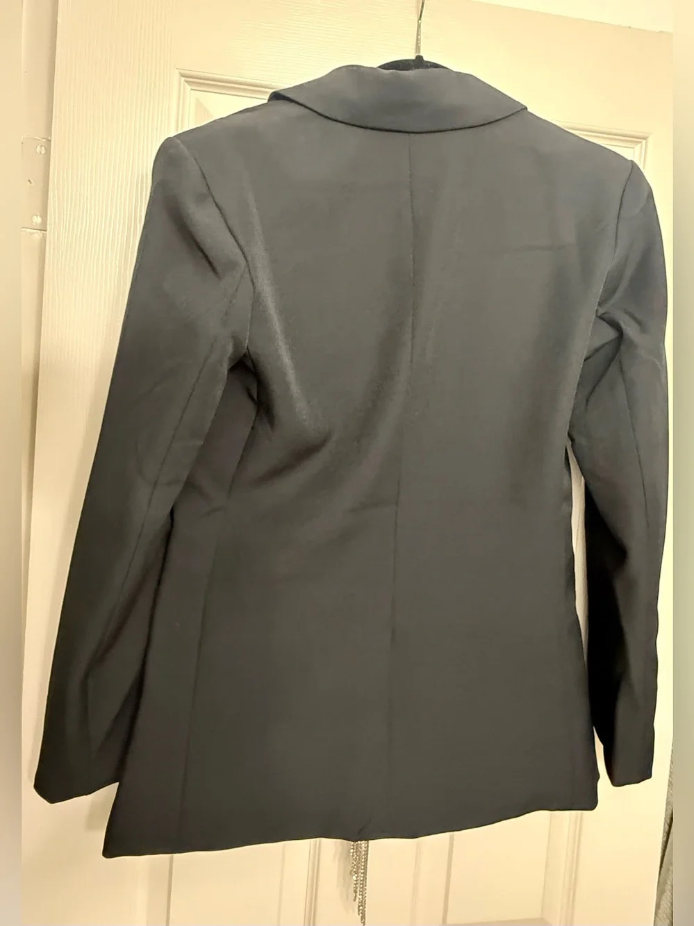 Steve Madden Black Crystal Fringe Blazer Jacket